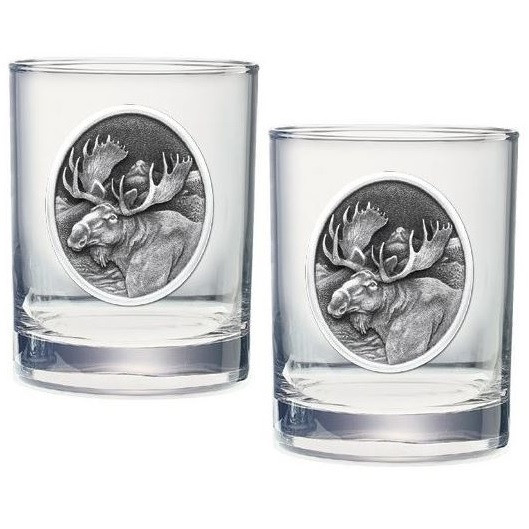 Heritage Pewter Moose Old Fashioned Glass