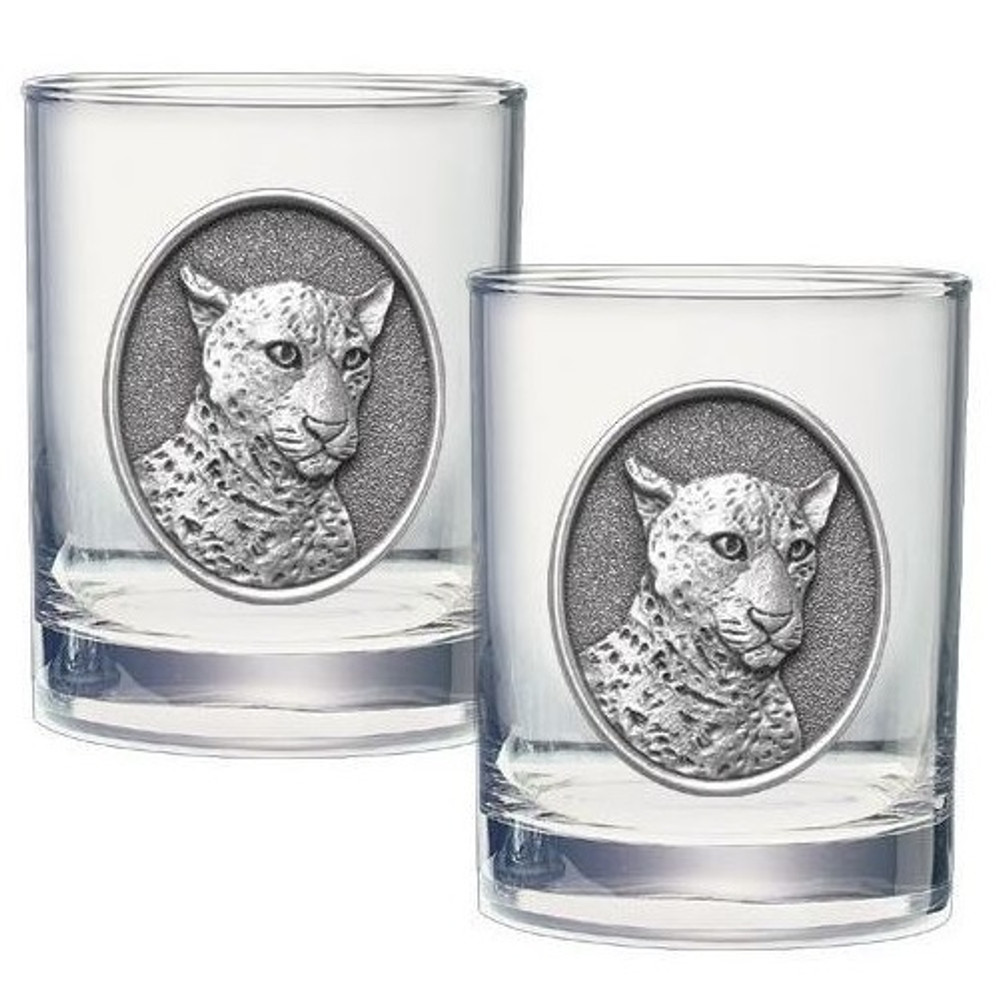 Leopard Double Old Fashioned Glass Set of 2 | Heritage Pewter | HPIDOF237