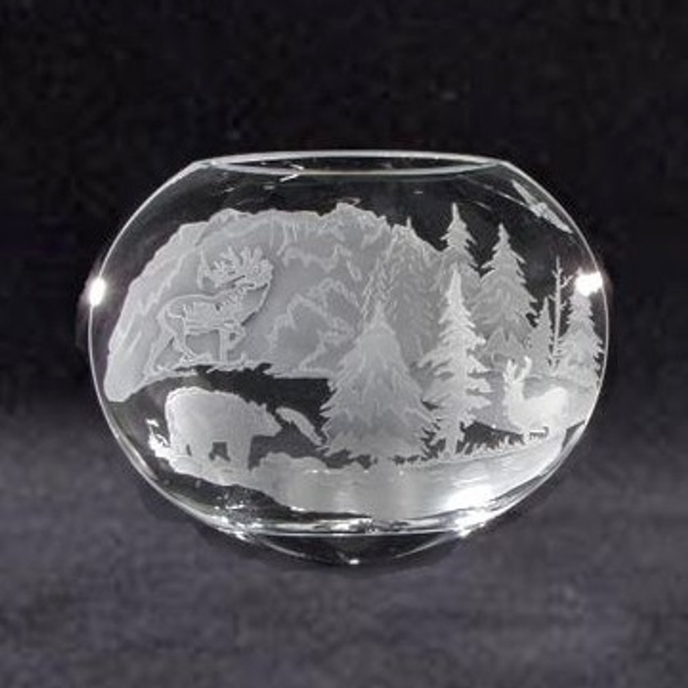 Bear Elk Crystal Neo Oval Vase | Evergreen Crystal | ECIP9290054 -2