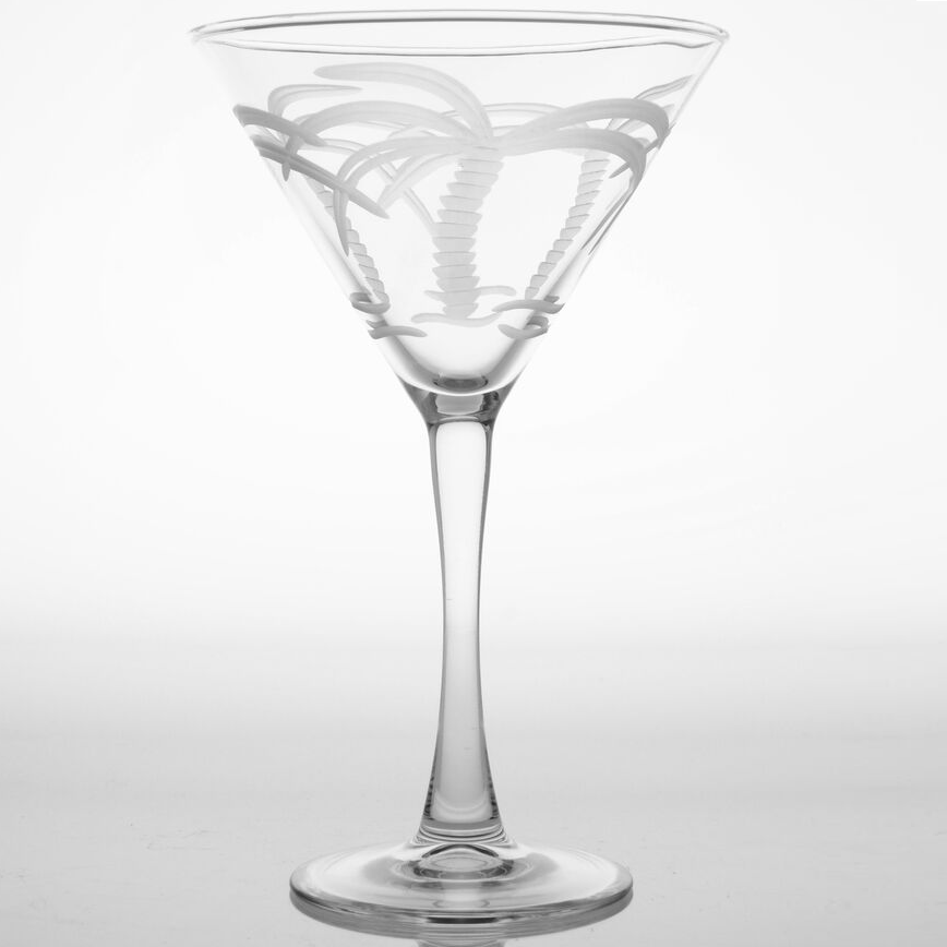 Palm Tree Martini Glass Set of Four Glassware