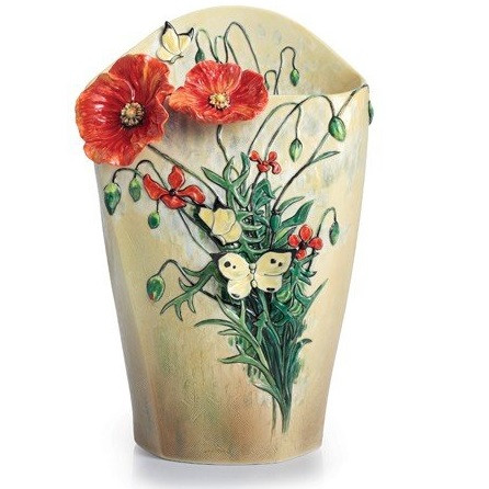 フランツコレクション ゴッホミュージアムコラボ　ポピーと蝶 花瓶 フラワーベース Van Gogh Poppy Vase | Porcelain | Franz Collection