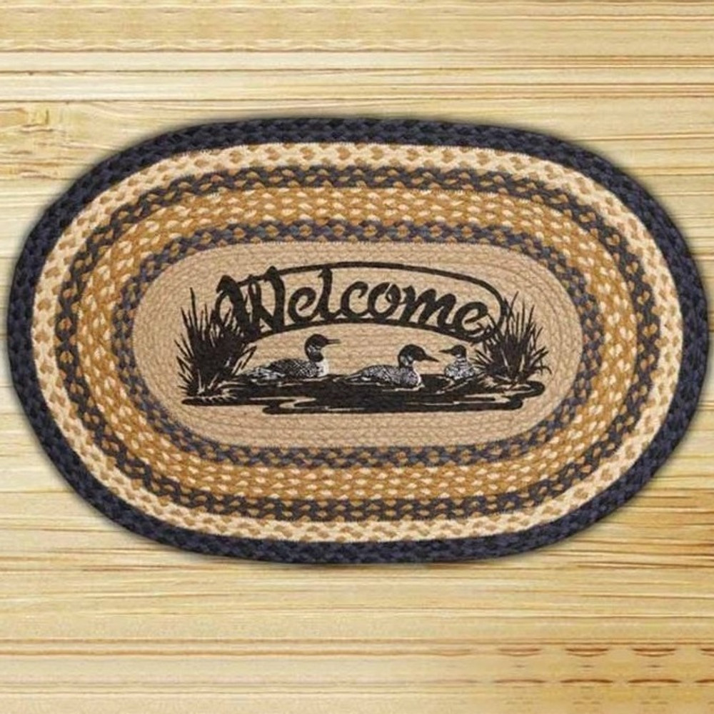 Loon Welcome Oval Patch Braided Rug | Capitol Earth Rugs | CEROP-079