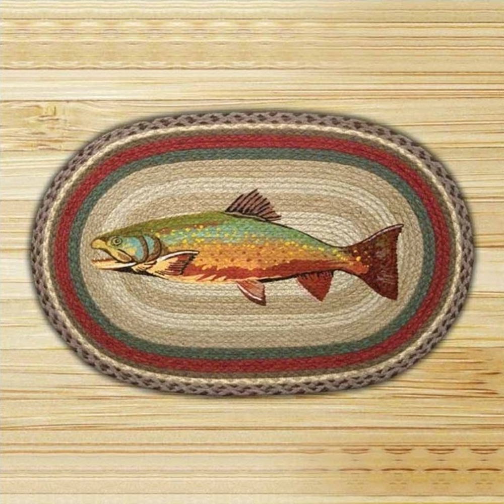 Trout Oval Patch Braided Rug | Capitol Earth Rugs | CEROP-244