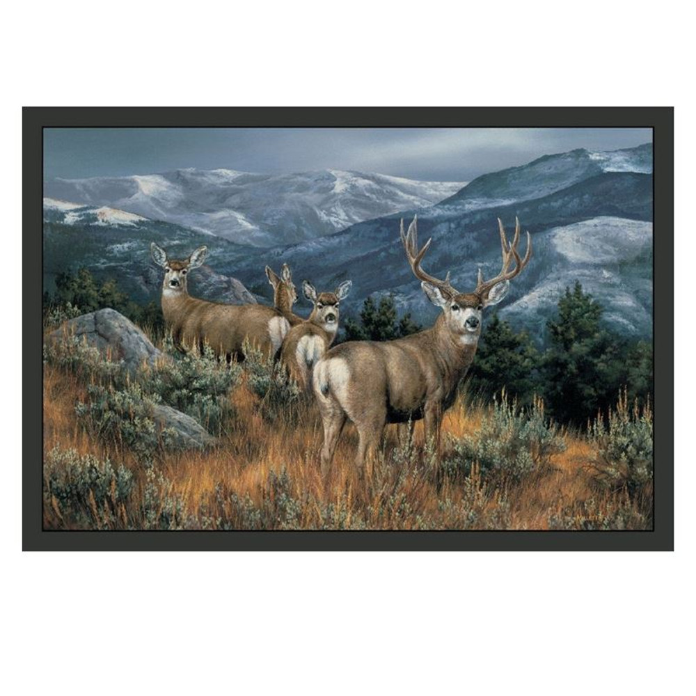 Mule Deer Area Rug The Last Glance | Custom Printed Rugs | CPRmuledeerrug