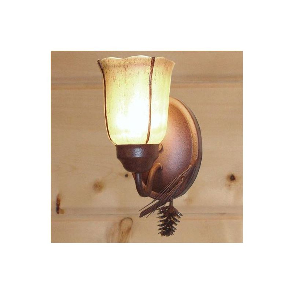 Pinecone Sconce Amber Glass Shade Lighting Decor