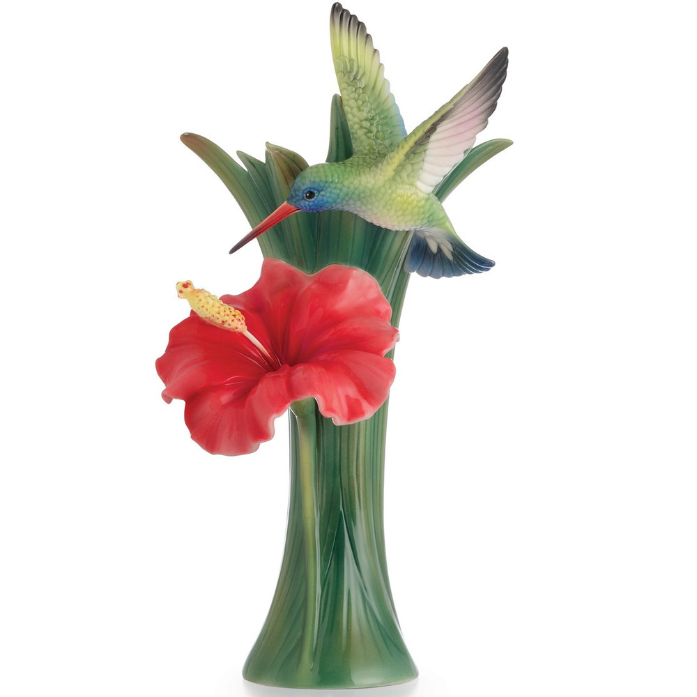 Hummingbird Hibiscus Vase | FZ02582 | Franz Porcelain Collection