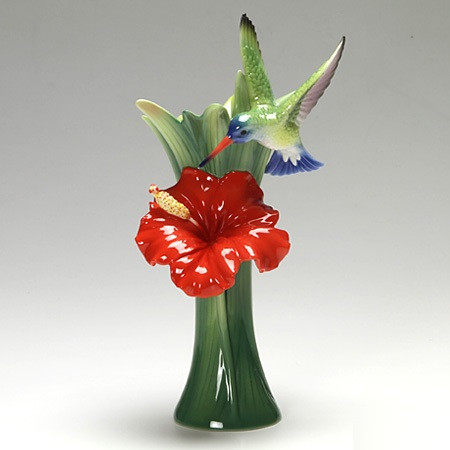 Hummingbird Vase | Hibiscus | Porcelain | Franz
