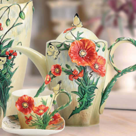 Van Gogh Poppy Teapot Porcelain Franz Collection