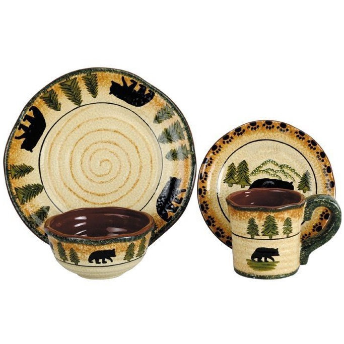 Bear Dinnerware Set | Plate | Cup | Bowl | Saucer | Big Sky Carvers