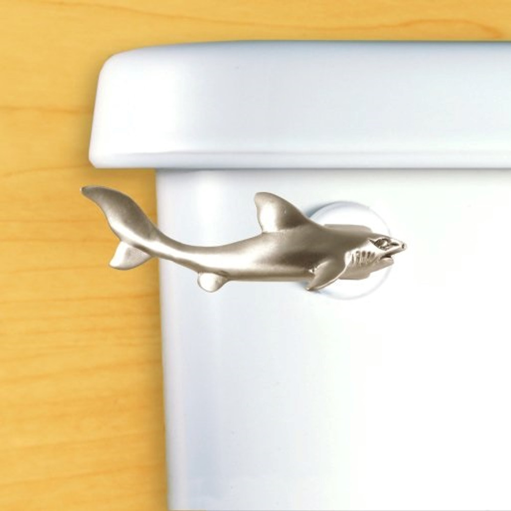 Shark Toilet Flush Handle | Functional Fine Art | ffa00111satinpewter