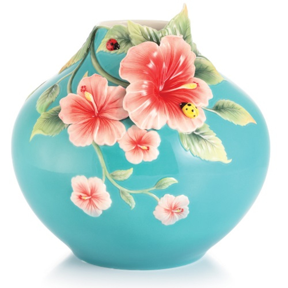 Forever in Love Hibiscus-Ladybug Vase | FZ03016 | Franz Porcelain Collection