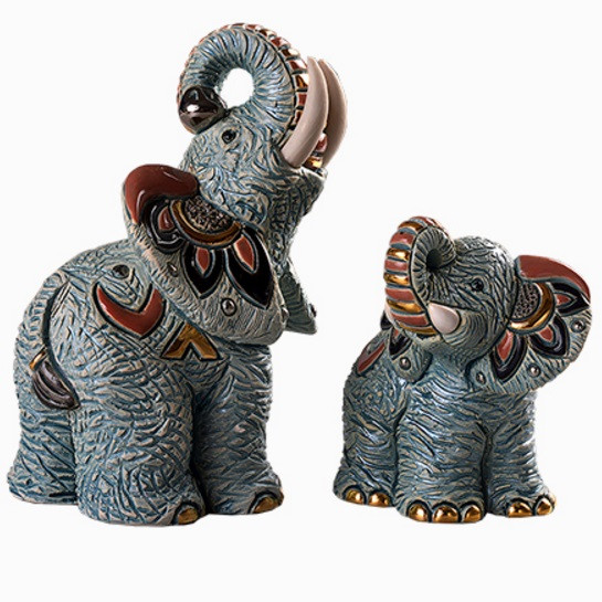Samburu Elephant and Baby Figurine | De Rosa Collection