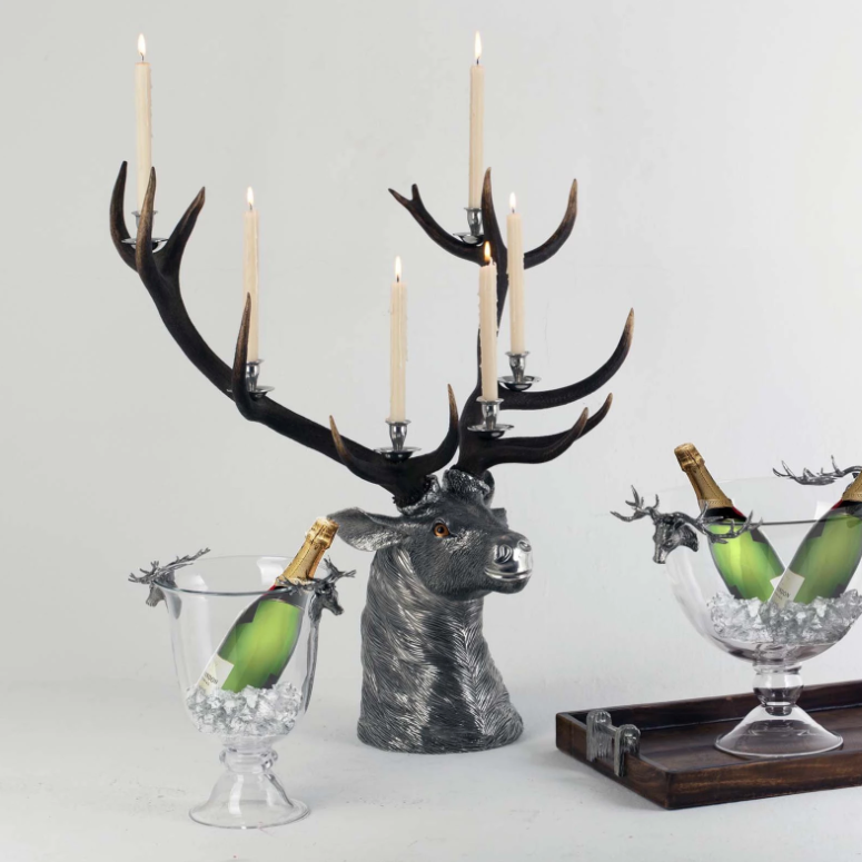 Elk Head Candlestick Holder 6 Light Vagabond House