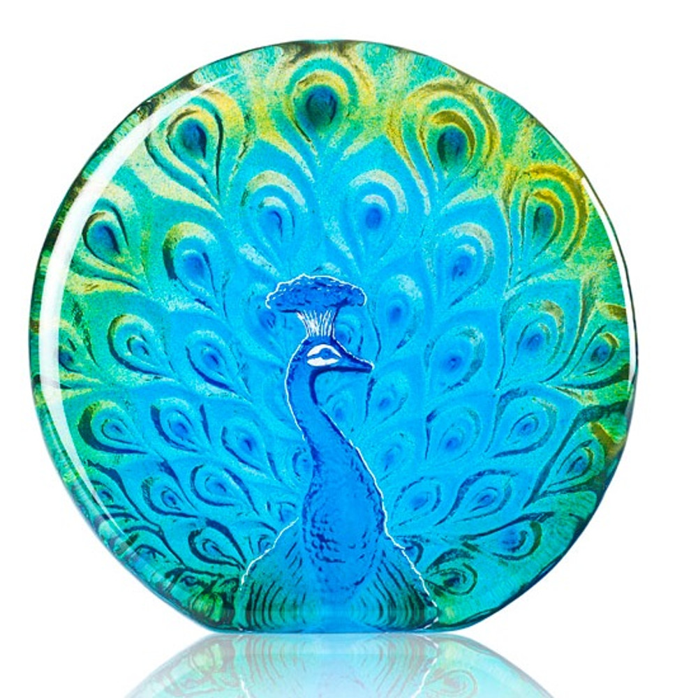 Peacock Painted Crystal Sculpture | 34160 | Mats Jonasson Maleras