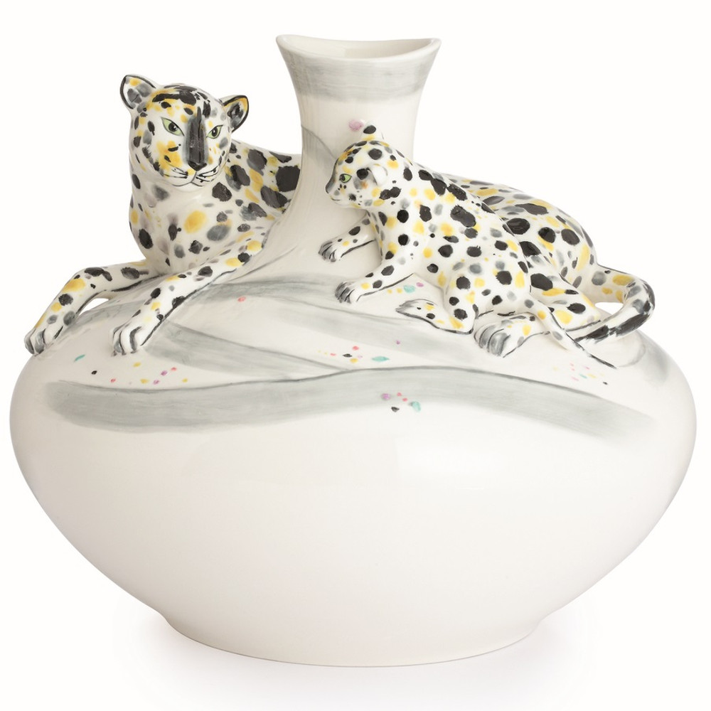 Leopard Sculptured Porcelain Vase | FZ02831 | Franz Porcelain Collection