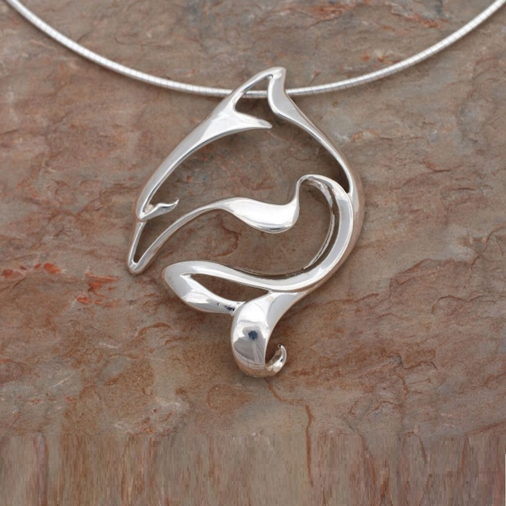 Dolphin Pendant Necklace | Big Blue Jewelry | Roland St. John | DOLSS-18