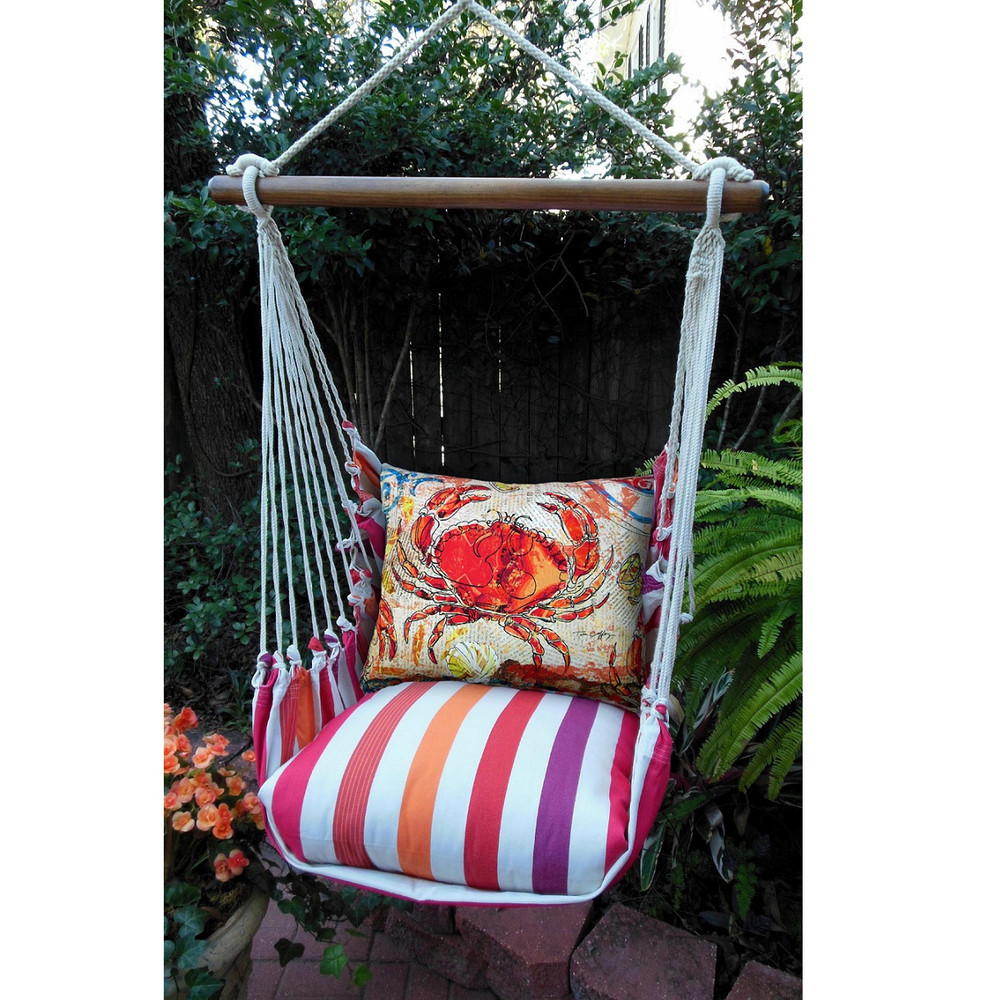 Crab Striped Hammock Chair Swing Red "Cristina Stripe" | Magnolia Casual | CRFCCR-SP