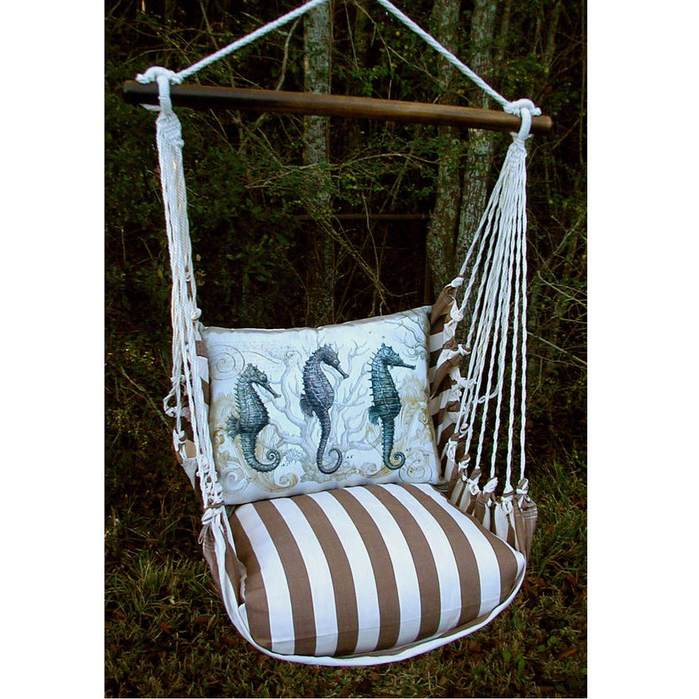 Seahorse Striped Hammock Chair Swing "Striped Chocolate" | Magnolia Casual | SCSEA-SP