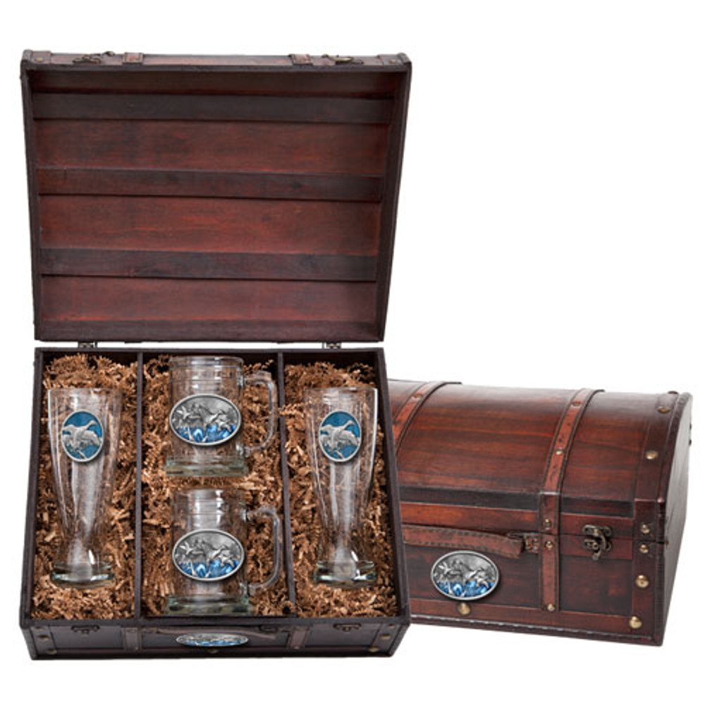 Pintail Duck Beer Glass Chest Set | Heritage Pewter | HPIBCS125EB