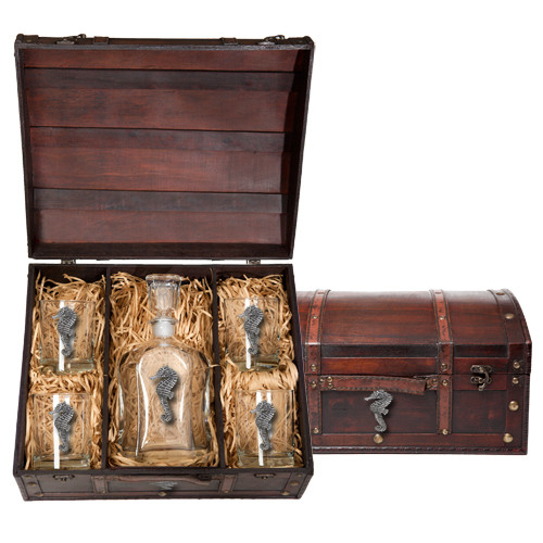 Heritage Pewter Seahorse Capitol Decanter Chest - Thumbnail 3