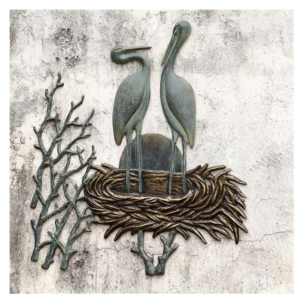 Crane Pair in Nest Wall Plaque | 34043 | SPI Home -2