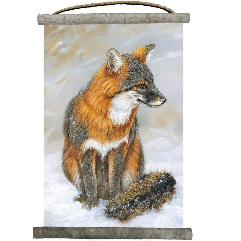 Gray Fox Wall Hanging Canvas Decor Wall Art