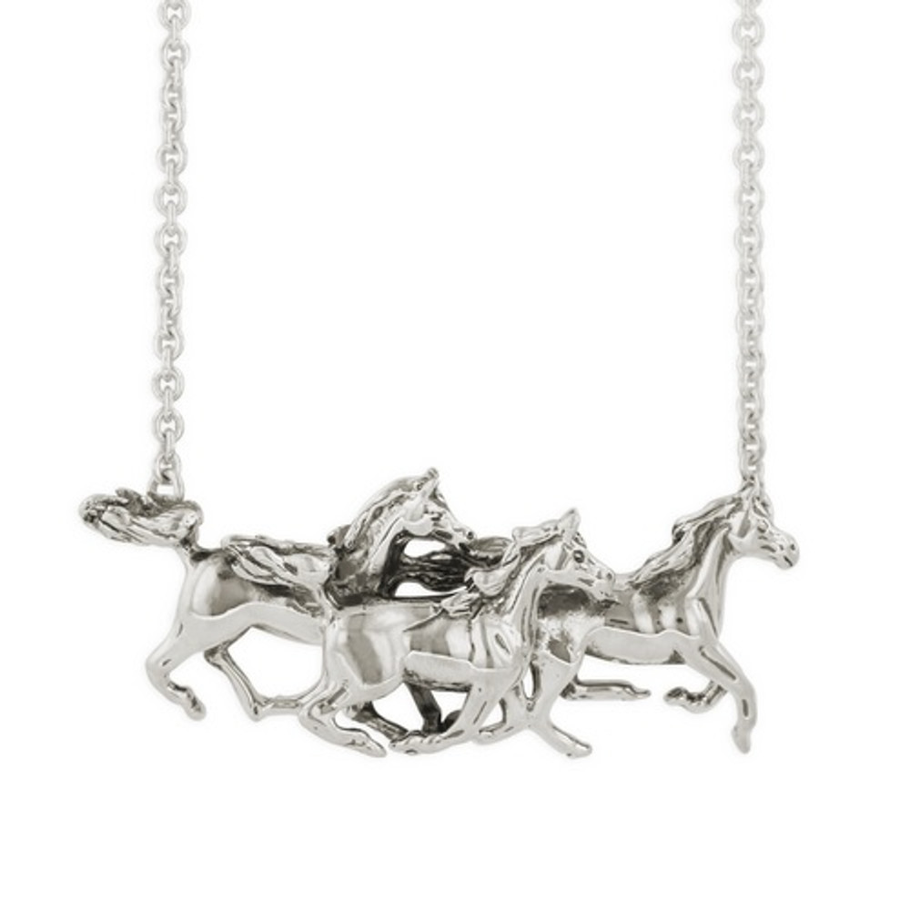 Horse Trio Pendant Sterling Silver Necklace | Kabana | R-SP155