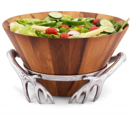 Arthur Court Designs Antler Wood Salad Bowl - Thumbnail 2
