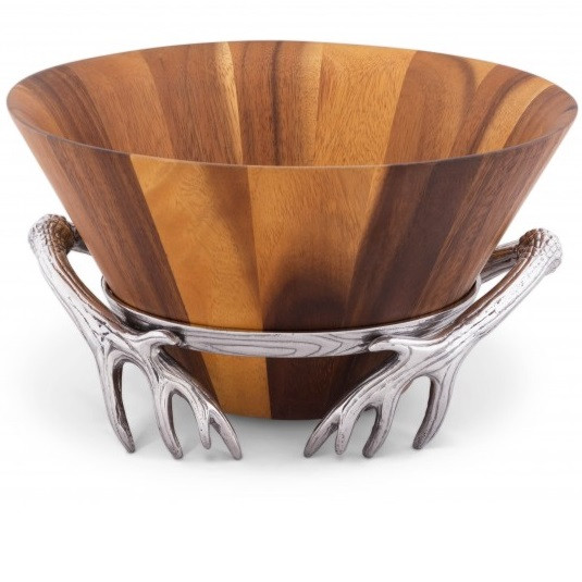 Arthur Court Designs Antler Wood Salad Bowl - Thumbnail 3