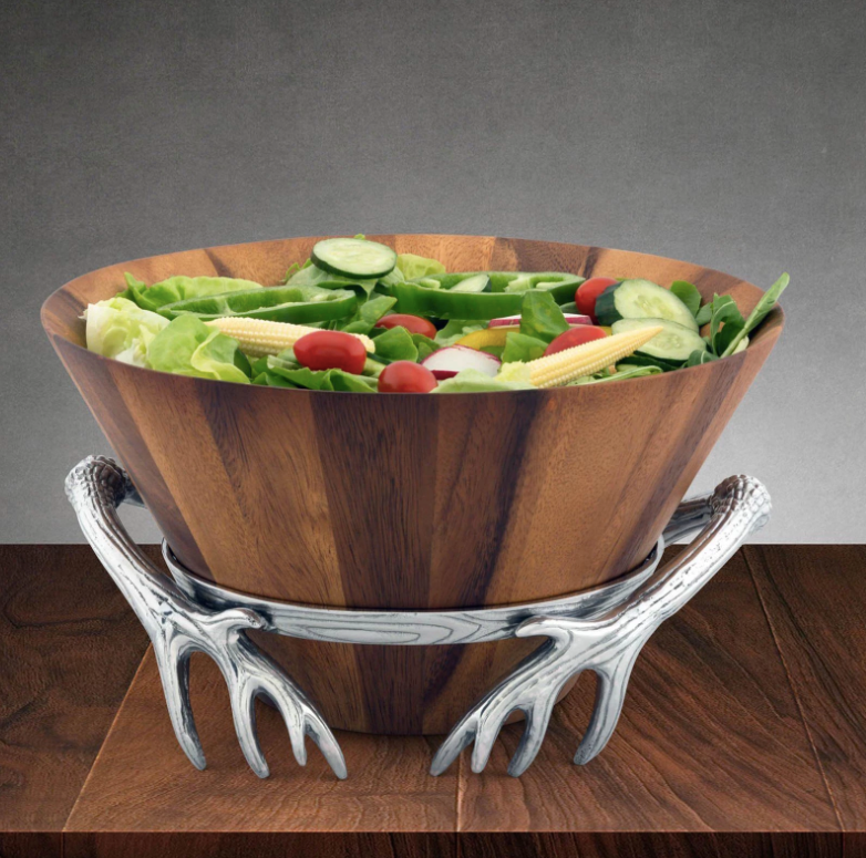 Arthur Court Designs Antler Wood Salad Bowl - Thumbnail 4