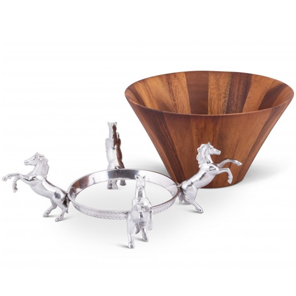 Horse Wood Salad Bowl | Arthur Court Designs | 218E11