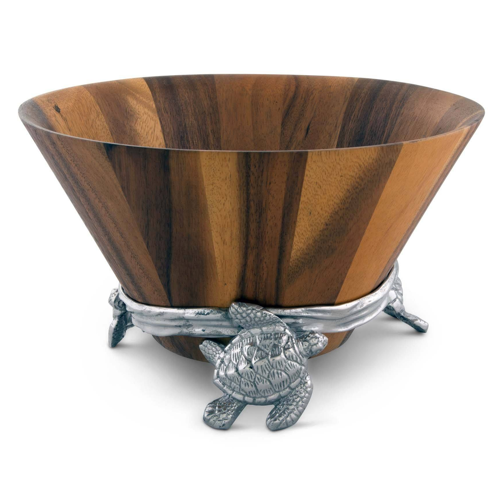 Sea Turtle Wood Salad Bowl | Arthur Court Designs | 218C12