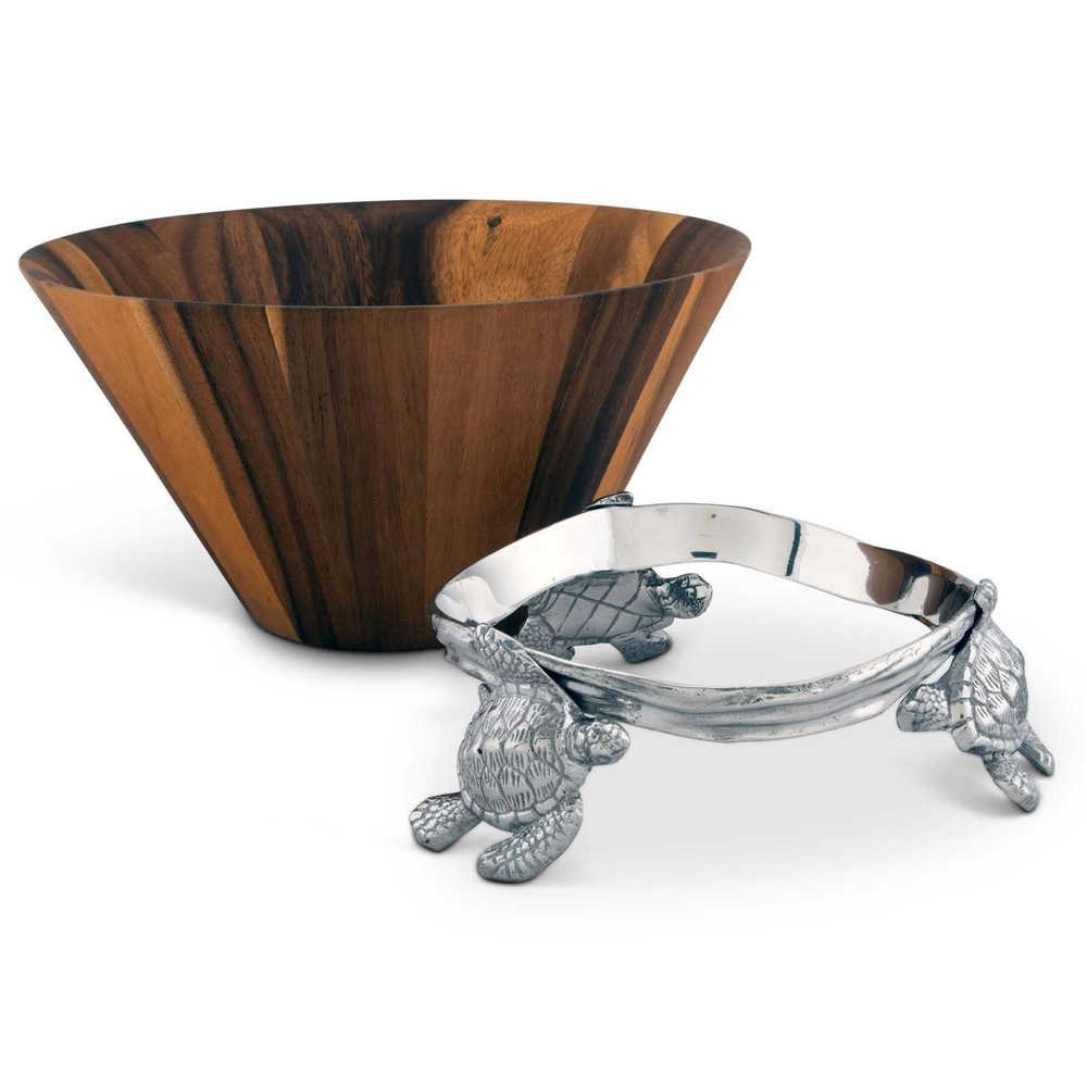 Sea Turtle Wood Salad Bowl | Arthur Court Designs | 218C12