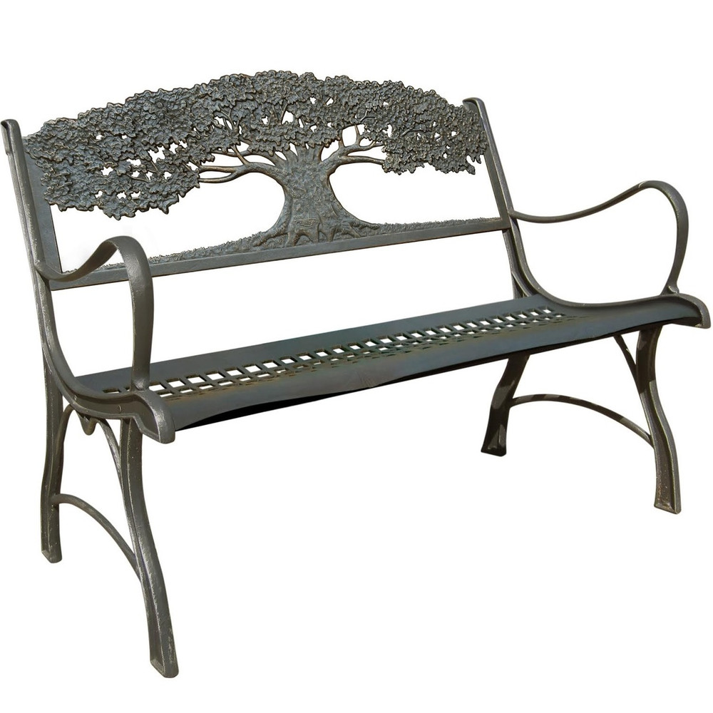 Tree Cast Iron Loveseat Garden Bench | Painted Sky | PBLS-TR