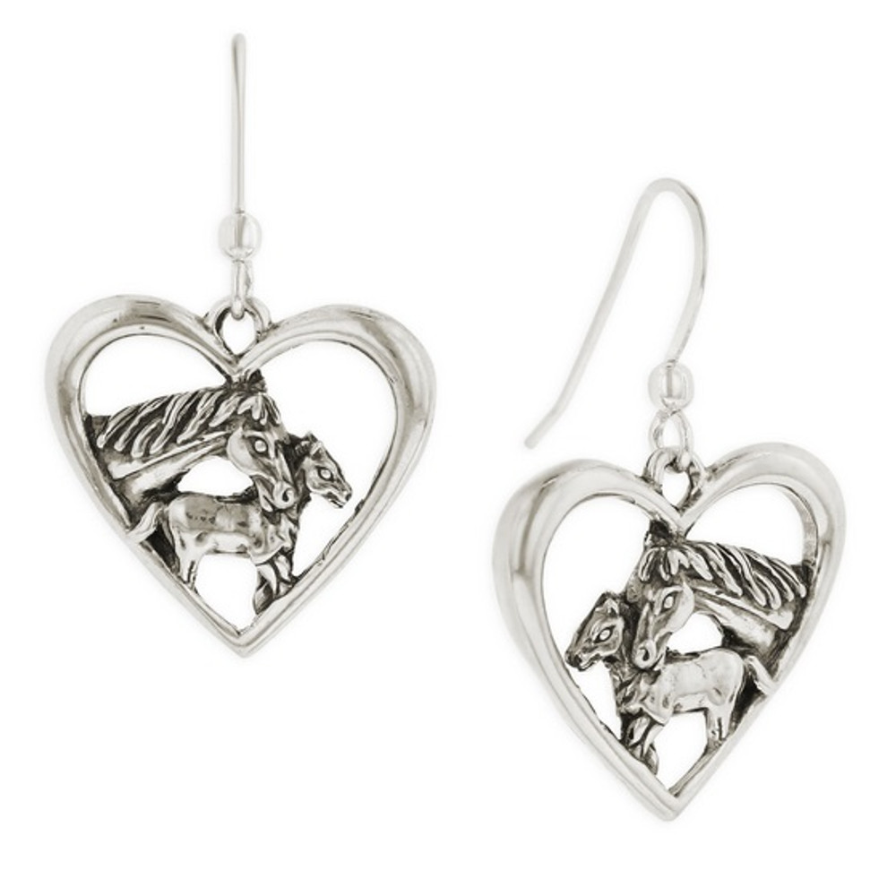 Horse Heart Earrings Sterling Silver | R-E616 | Kabana