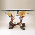 Sea Turtle Brass Glass Console Table | 31038 | SPI Home