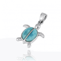 Turtle Sterling Silver Larimar Pendant Necklace | Beyond Silver Jewelry | NP10918-LAR