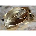 Antique Gold Brass Leaf Cuff Bracelet | Elaine Coyne Jewelry | NASG77BC