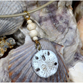 Sand Dollar White Chocolate Patina Pendant "White Turquoise" | Elaine Coyne Jewelry | ECGOCW50PD