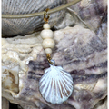 Scallop Shell White Chocolate Patina Pendant "White Turquoise" | Elaine Coyne Jewelry | ECGOCW4852PD