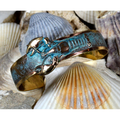 Lobster Verdigris Patina Solid Brass Cuff Bracelet | Elaine Coyne Jewelry | Nature Jewelry | ECGOCP67BC