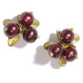 Cranberry 3 Stone Pierced Earrings | Michael Michaud Jewelry | SS4410BZCR -2