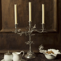 Oak Leaf 3-Taper Pewter Candelabrum Candle Holder | Vagabond House | L101M