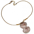 Scallop Shell White Chocolate Brass Necklace | Elaine Coyne Jewelry | ECGOCW11PD