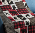 Bear Moose "Lodge Life" Primitive Quilted Throw Blanket | DQT689