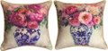 Chinoiserie Pink Roses Reversible Throw Pillow | SLPCPR