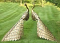 Golden Peacock Iron Garden Statue Set of 2 | Zaer International | ZR140243