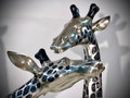 Silver Tone Giraffe Pair Bronze Outdoor Large Statues | Metropolitan Galleries | SRB15043A&B-SP