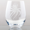 Etched Octopus Stemless Wine Glass Set of 4