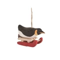 Carved wooden Penguin Sled Race Ornament | Gallerie II | ORN73827 - 2
